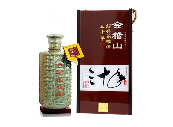 重庆会稽山黄酒回收会稽山三十年绍兴花雕酒30年木盒装2.5L黄酒